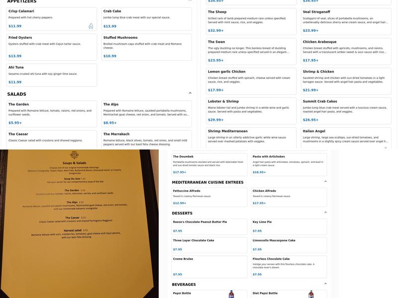 Summit Restaurant Menu