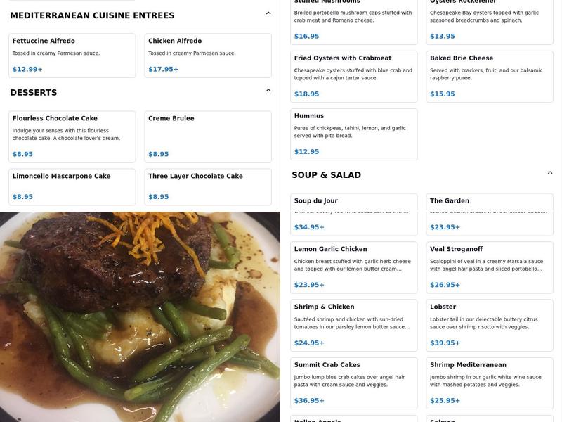 Summit Restaurant Menu