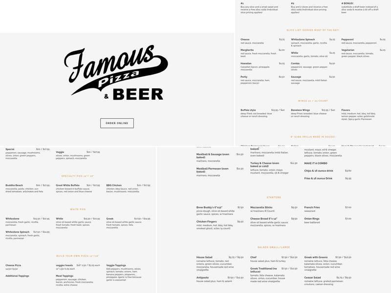 Famous Pizza & Beer - West Sedona Menu