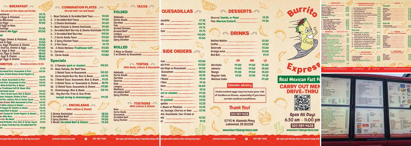 Burrito Express Menu