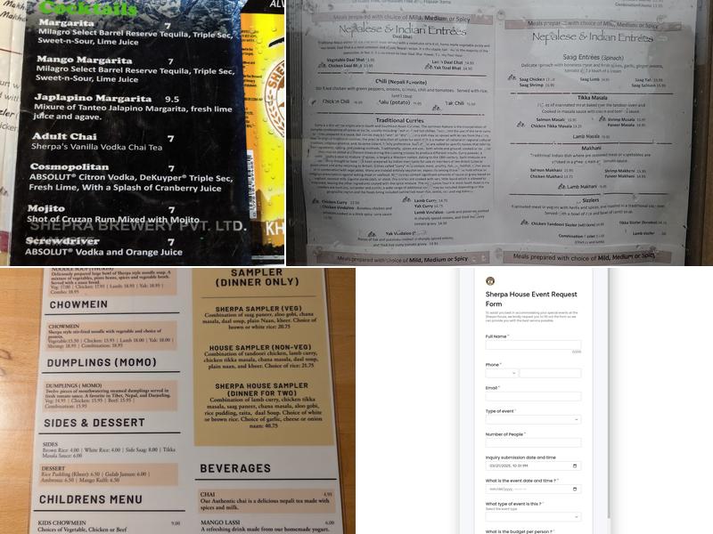 Sherpa House Restaurant and Culture Center (Open Every day ) Menu