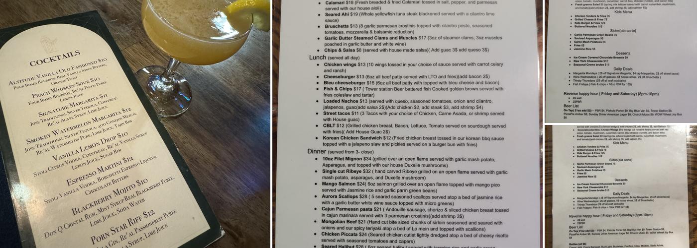 Altitudes Bar & Grill Menu