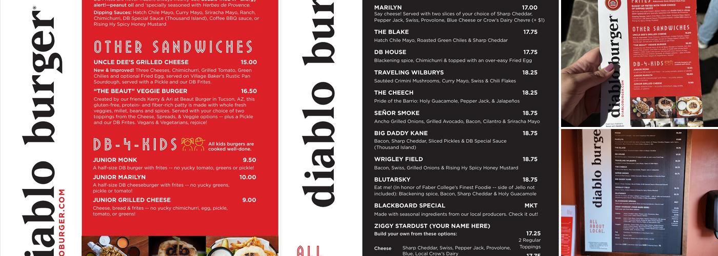 Diablo Burger Menu