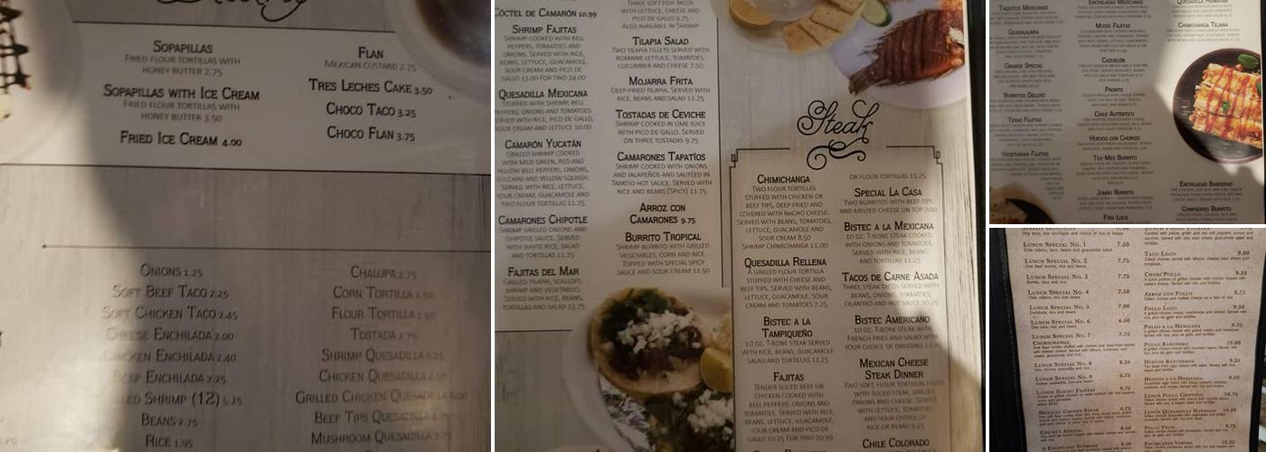 Compadres Mexican Restaurant Menu