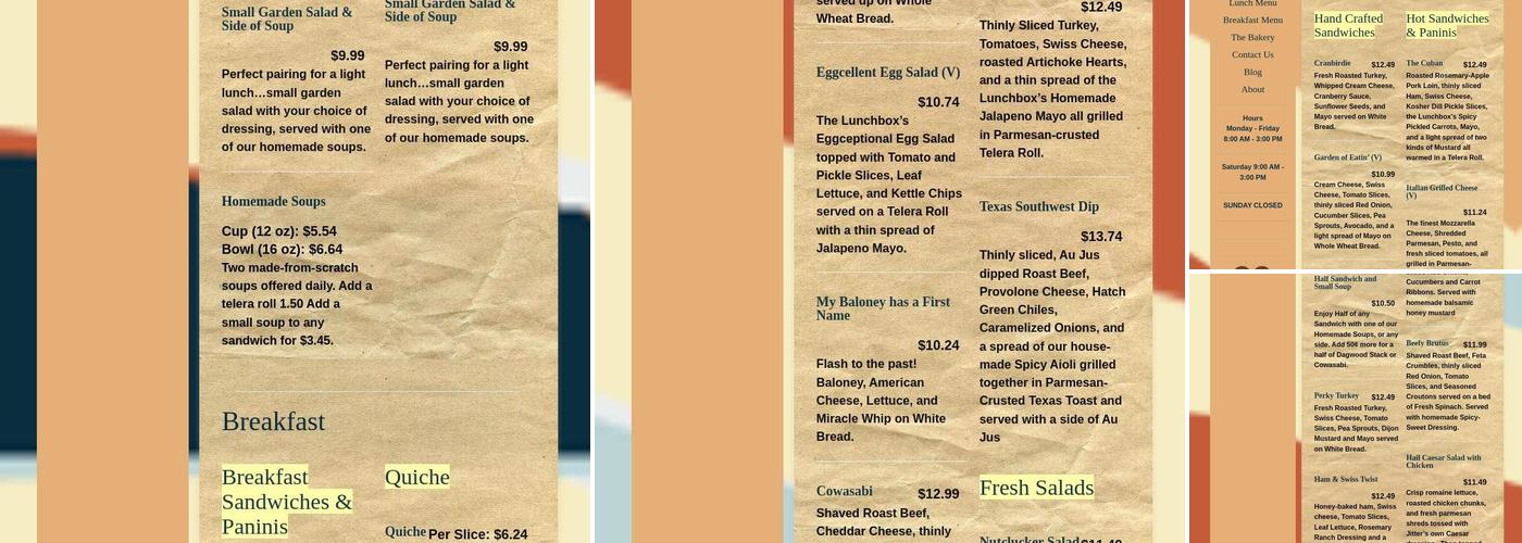 Jitters Lunchbox Menu