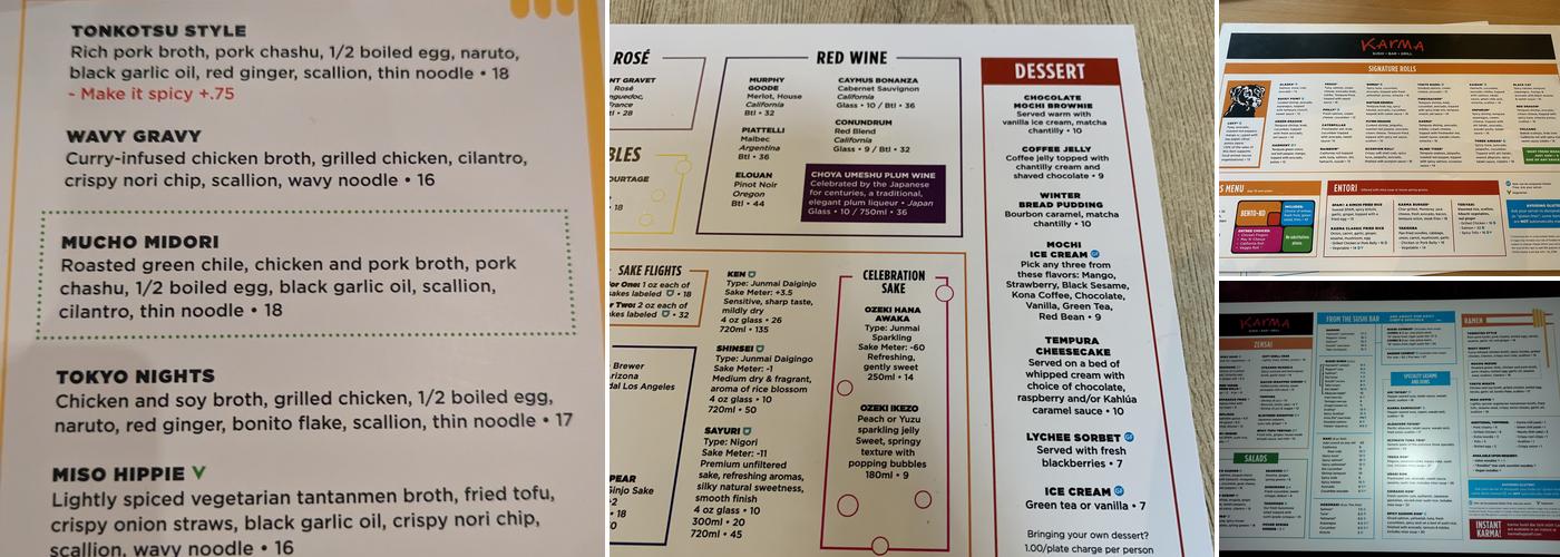 Karma Sushi Bar Grill Menu