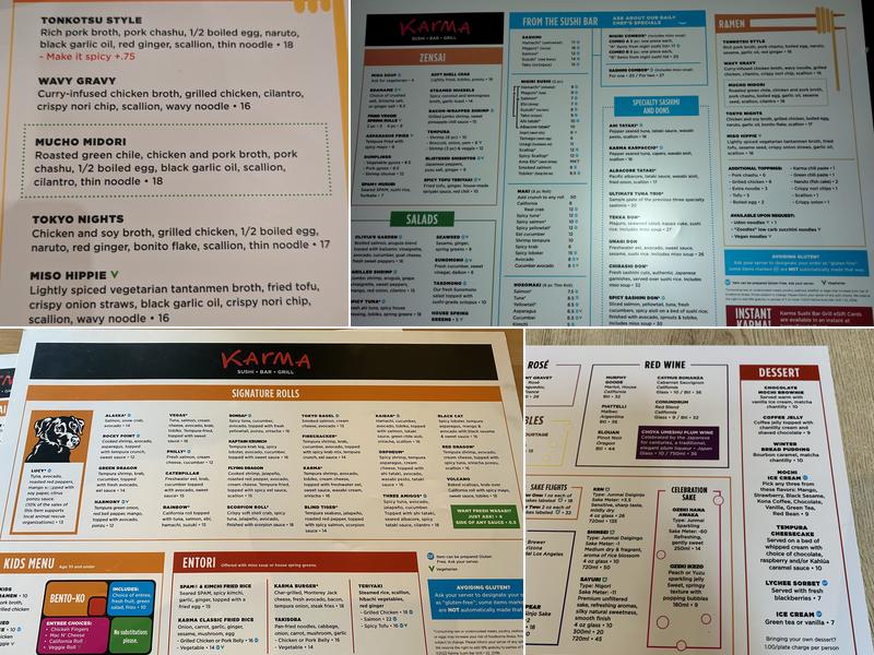 Karma Sushi Bar Grill Menu