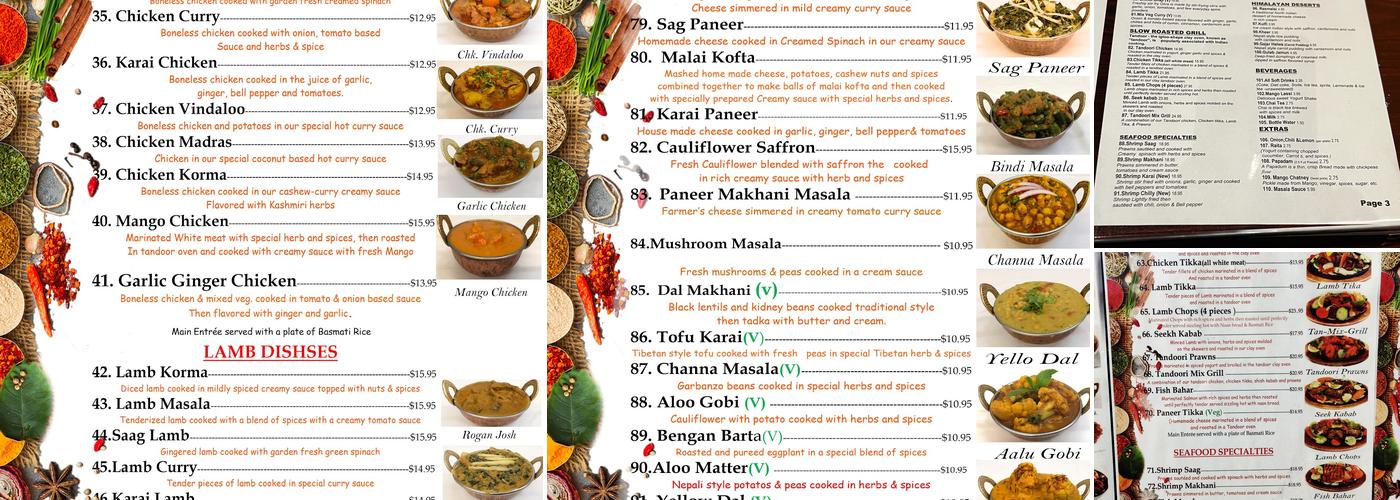 Himalayan Grill Menu