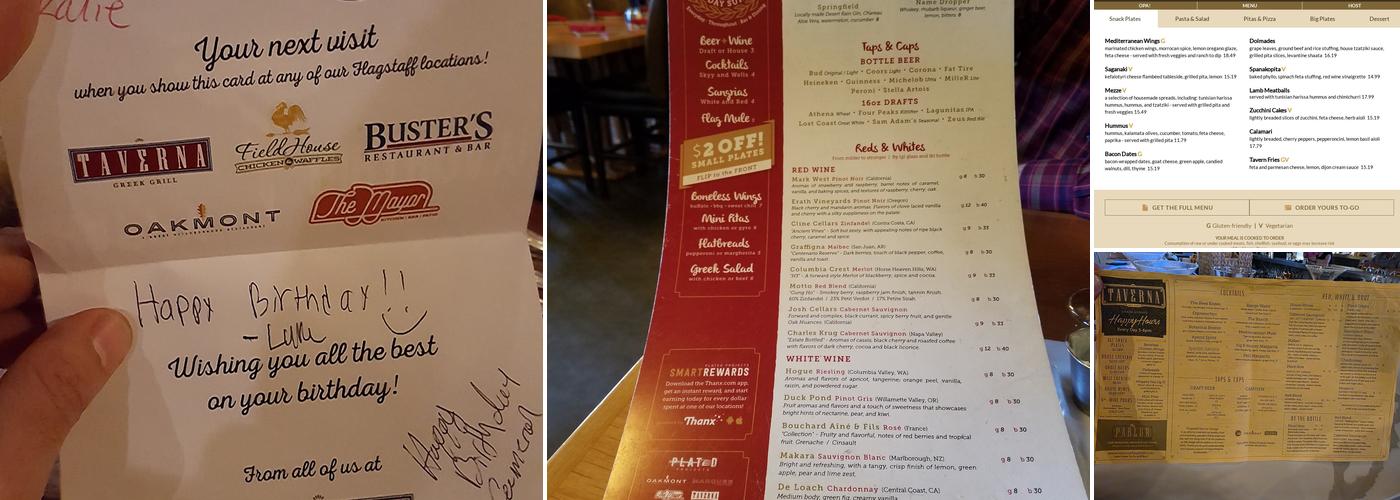 Taverna Modern Mediterranean Menu