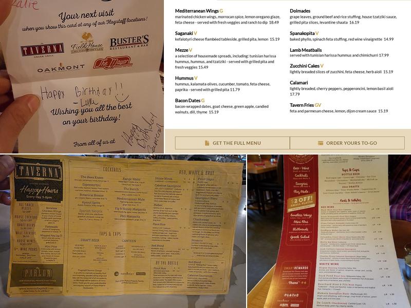 Taverna Modern Mediterranean Menu