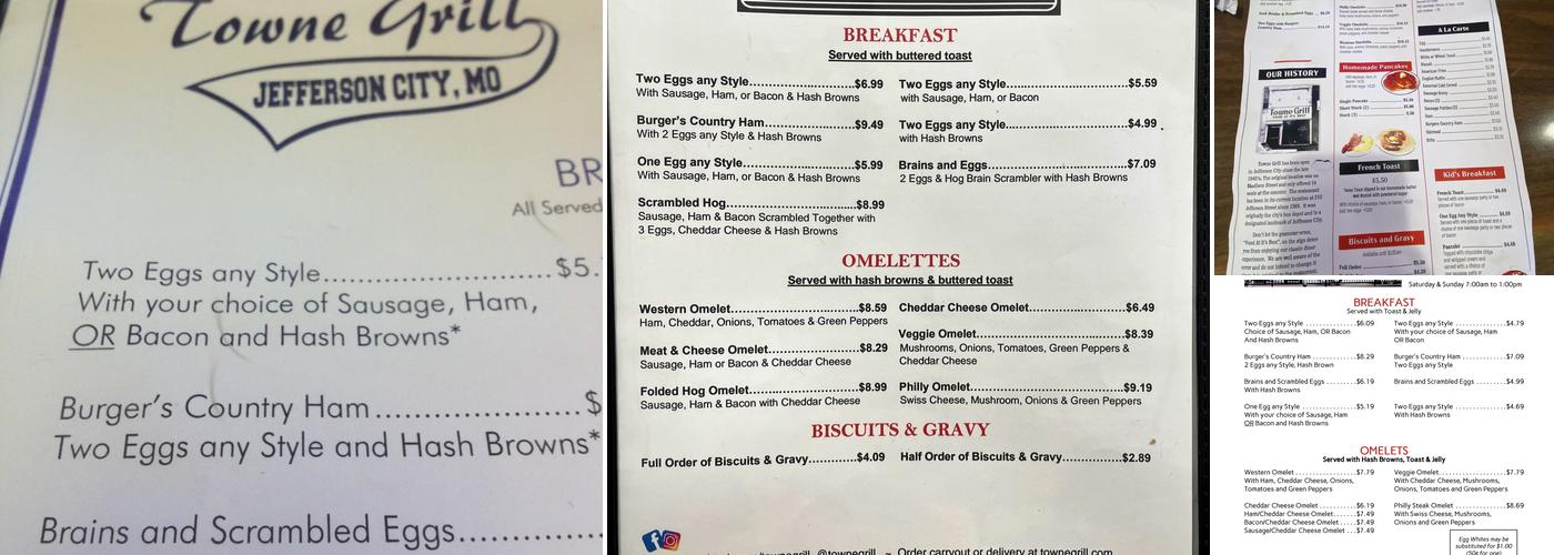 Towne Grill Menu