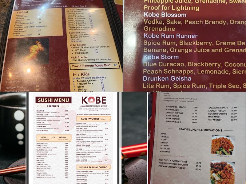 Kobe Japanese Steakhouse Menu
