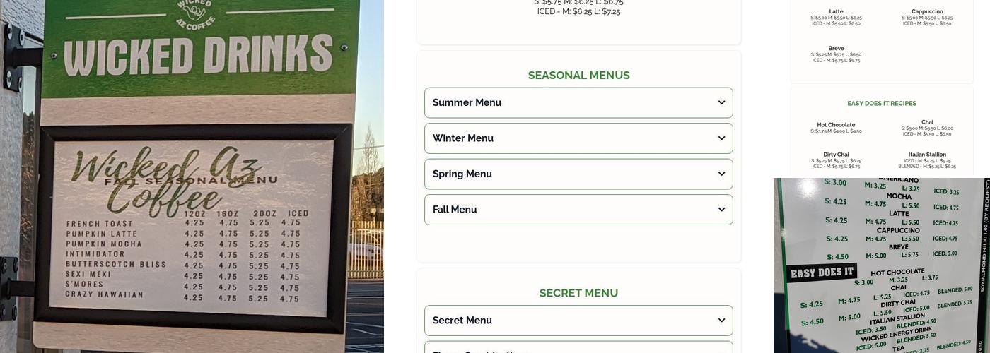 Wicked AZ Coffee - West Menu
