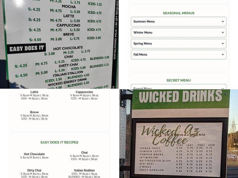 Wicked AZ Coffee - West Menu
