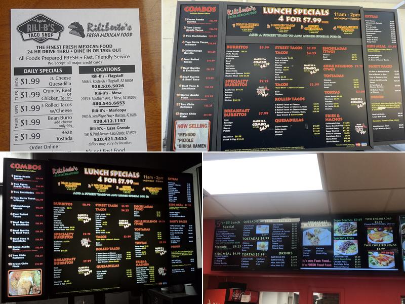 Rili-B's Taco Shop Flagstaff Menu