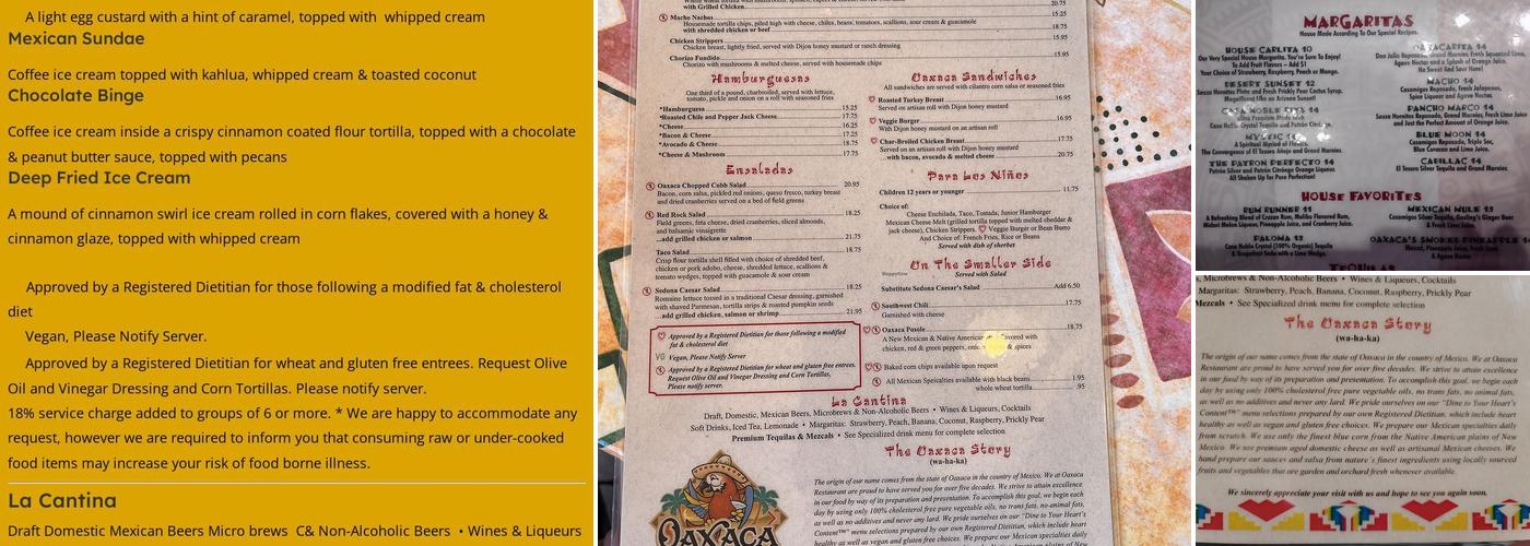 Oaxaca Restaurant Menu