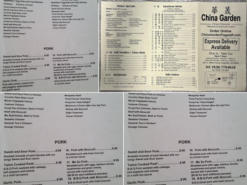 China Garden Restaurant Menu
