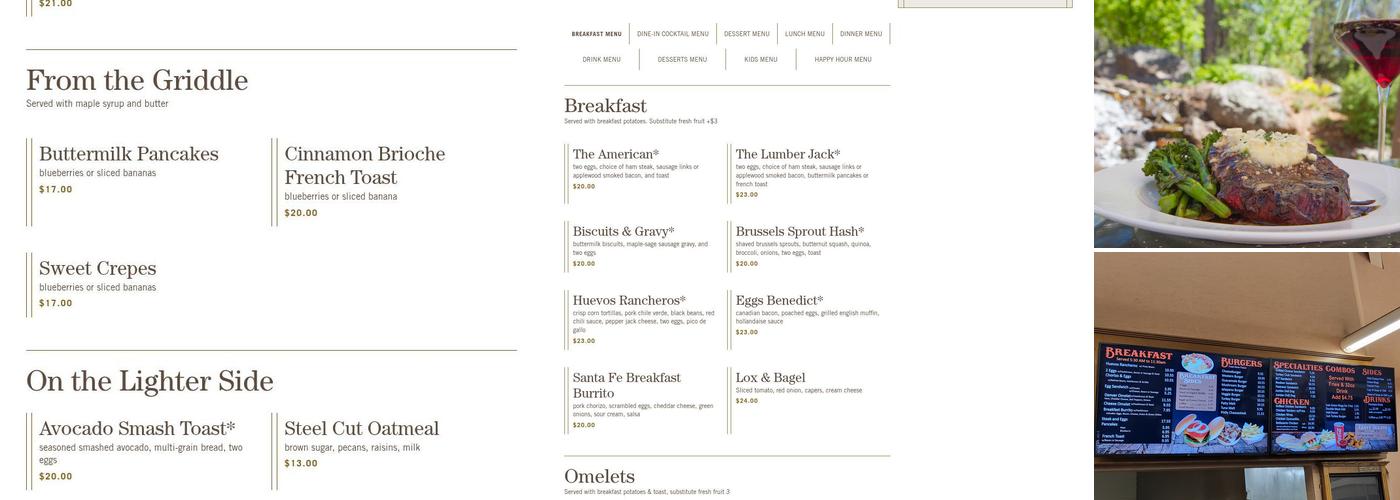 Silver Pine Restaurant and Bar Menu