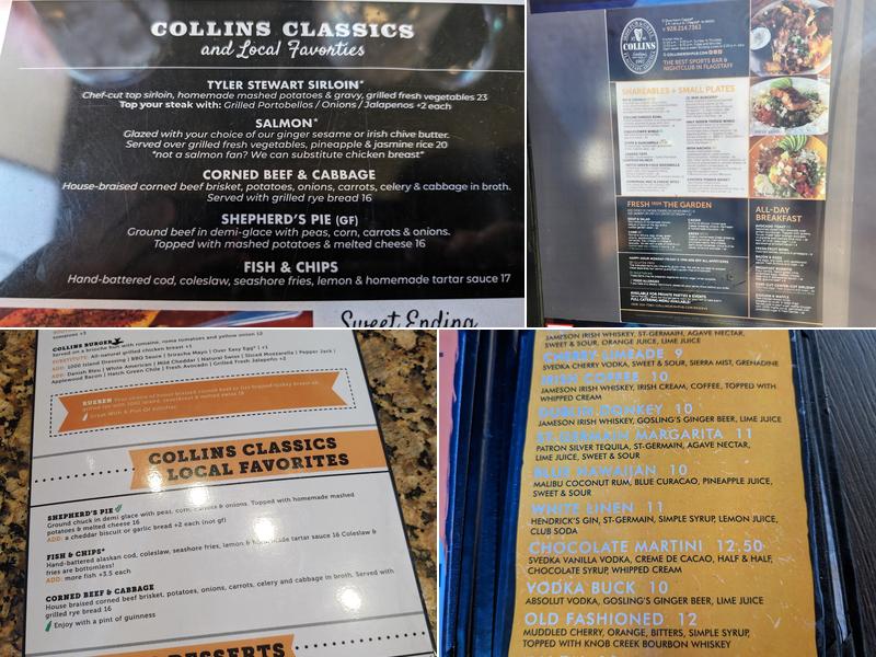Collins Irish Pub Menu