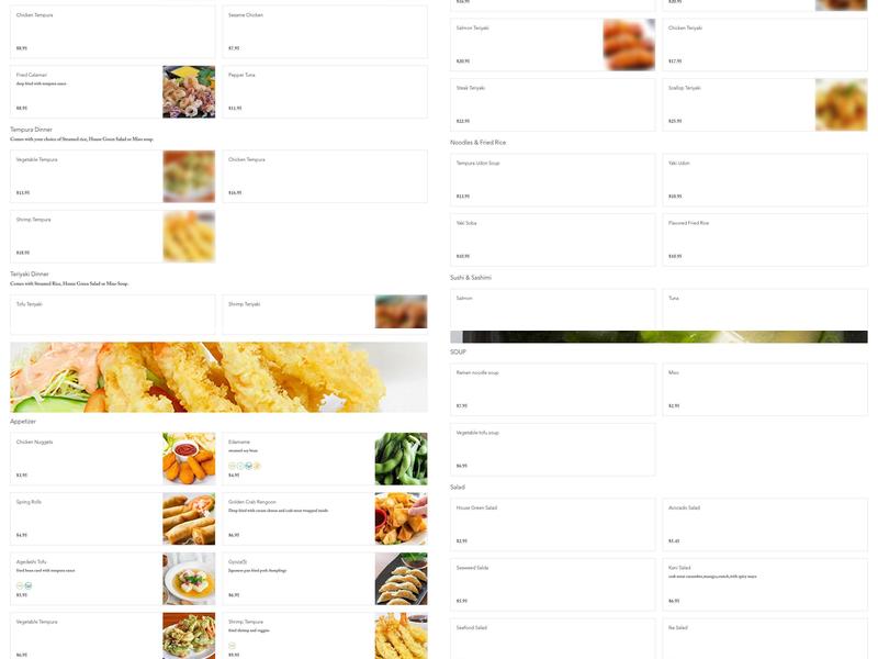 TeppanFuji Restaurant Menu