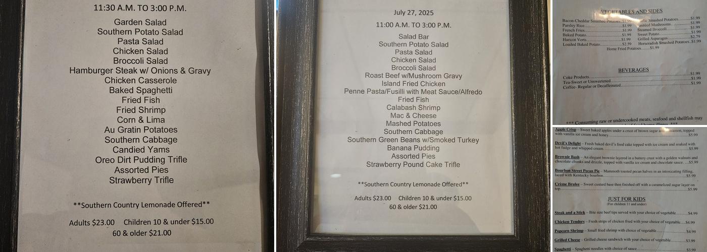 Four Oaks Restaurant & Lounge Menu