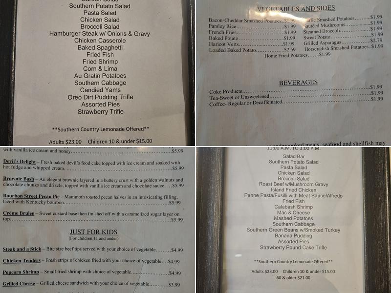 Four Oaks Restaurant & Lounge Menu