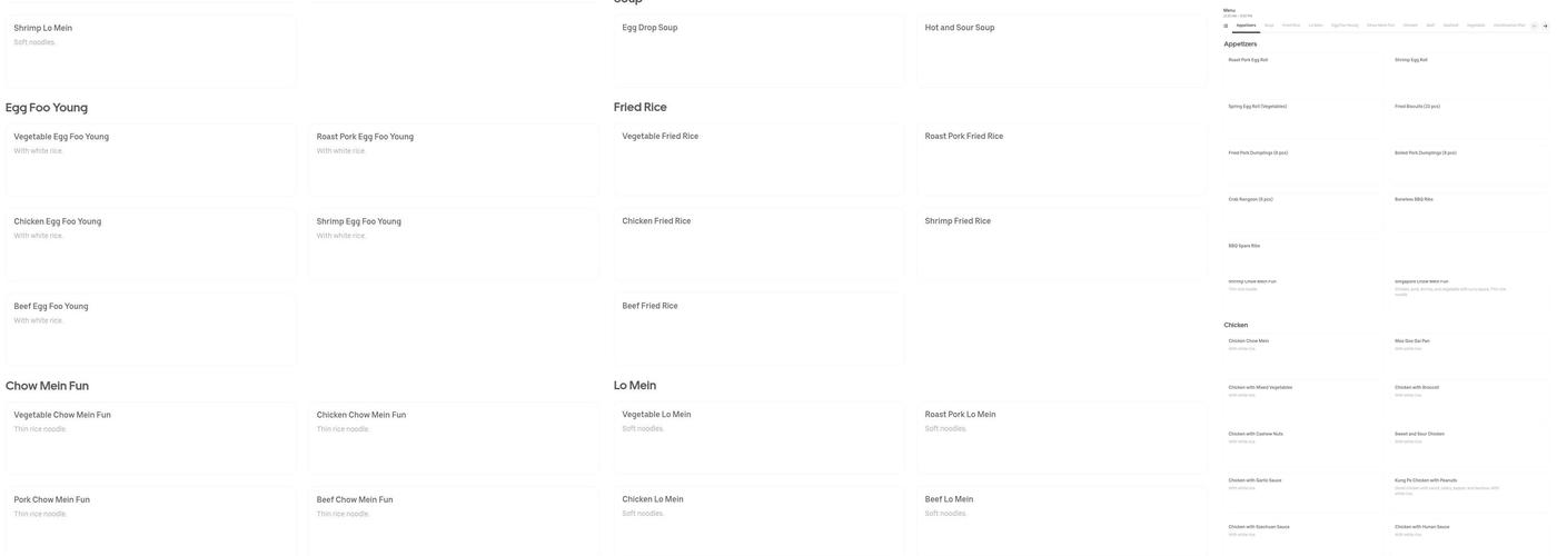 Shangri La Asian Buffet Menu