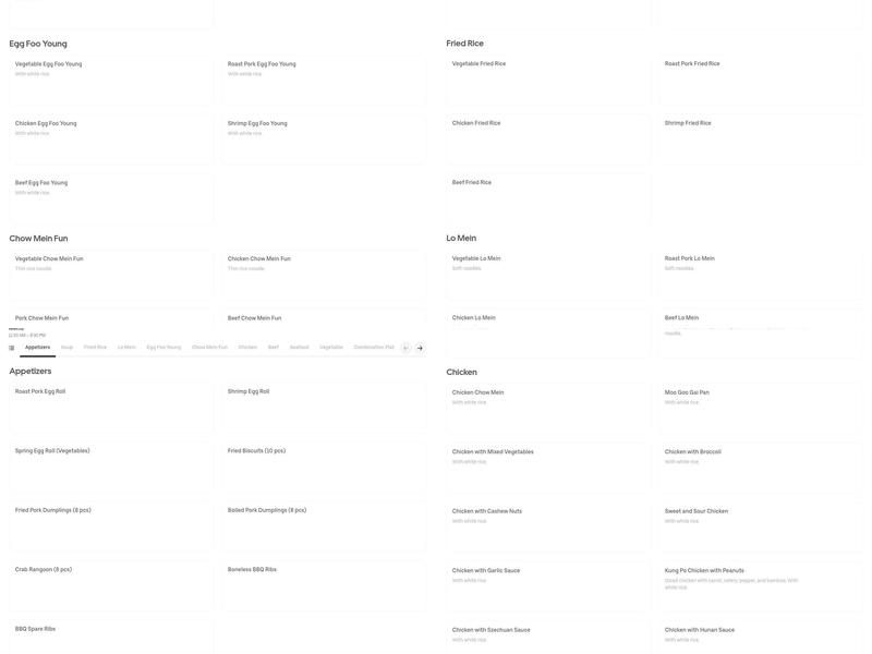 Shangri La Asian Buffet Menu