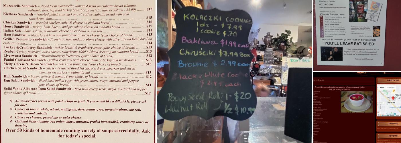 A Touch of European Café Menu