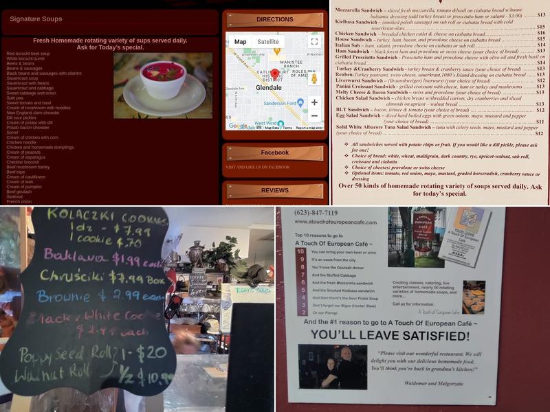 A Touch of European Café Menu