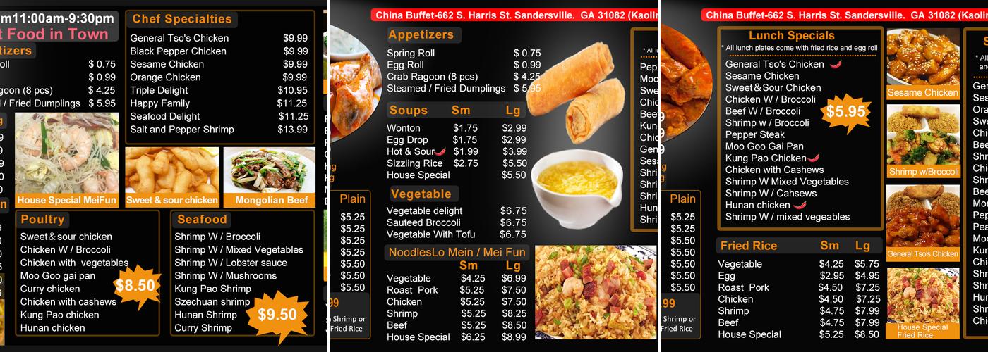 China Buffet Menu