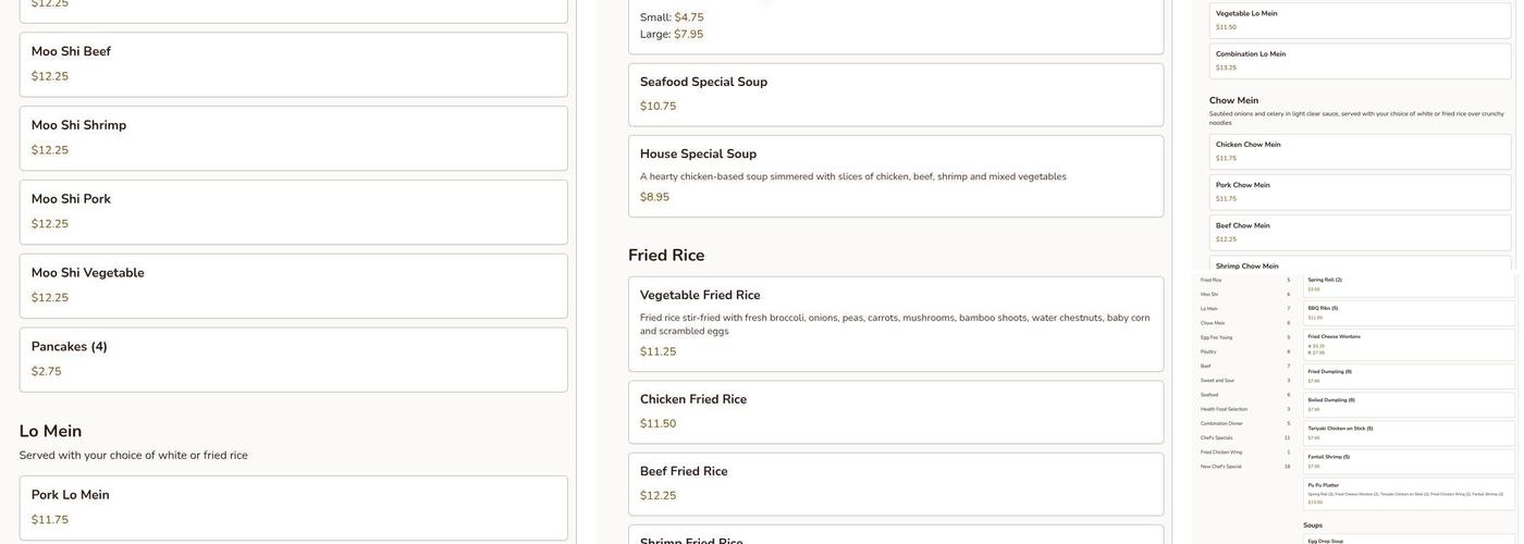 Long River Restaurant Menu