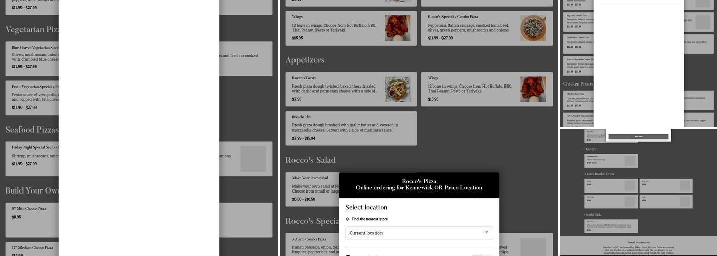 Rocco's Pizza Menu