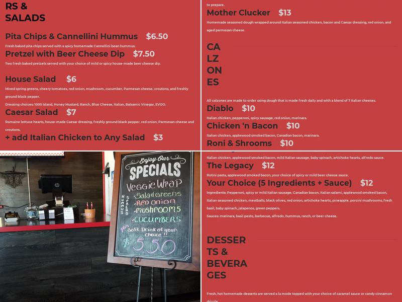 The Folded Pizza Pie Menu