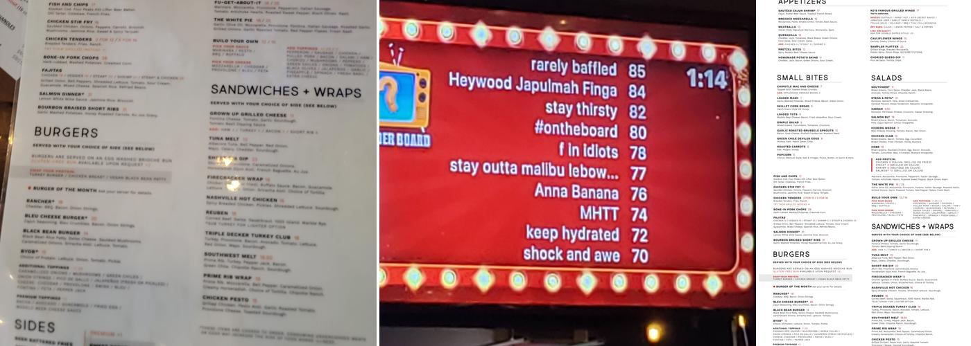 K O'Donnell's Sports Bar & Grill Menu