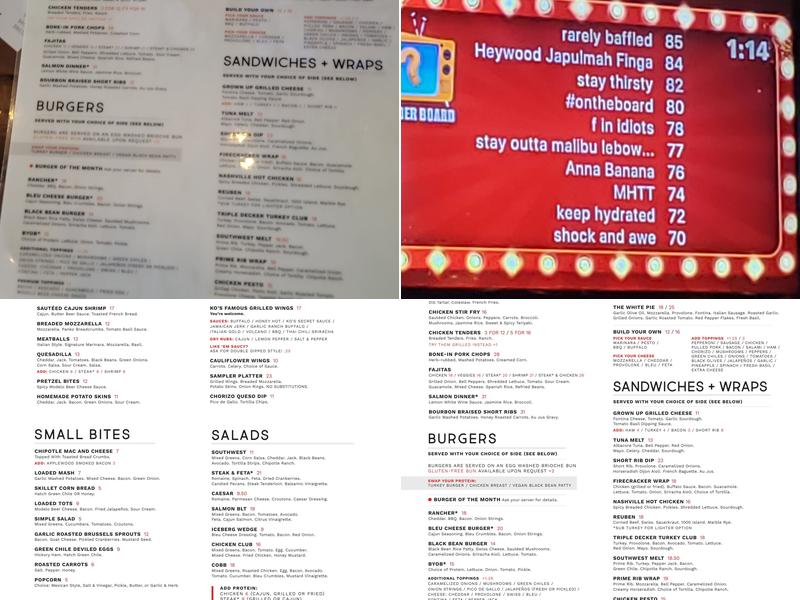 K O'Donnell's Sports Bar & Grill Menu