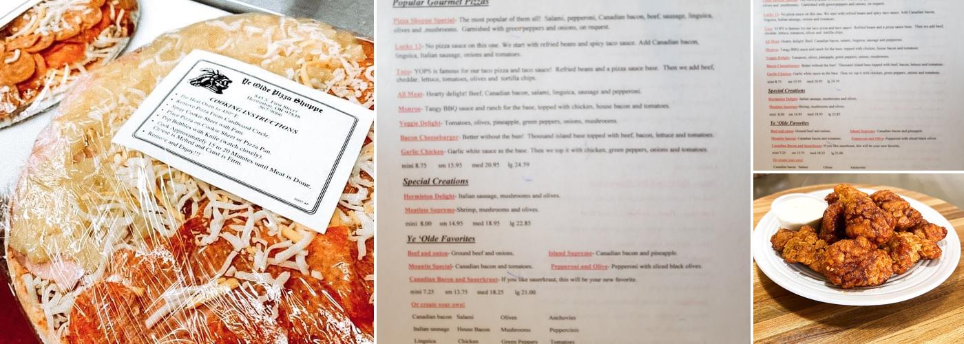 Ye Olde Pizza Shoppe Menu