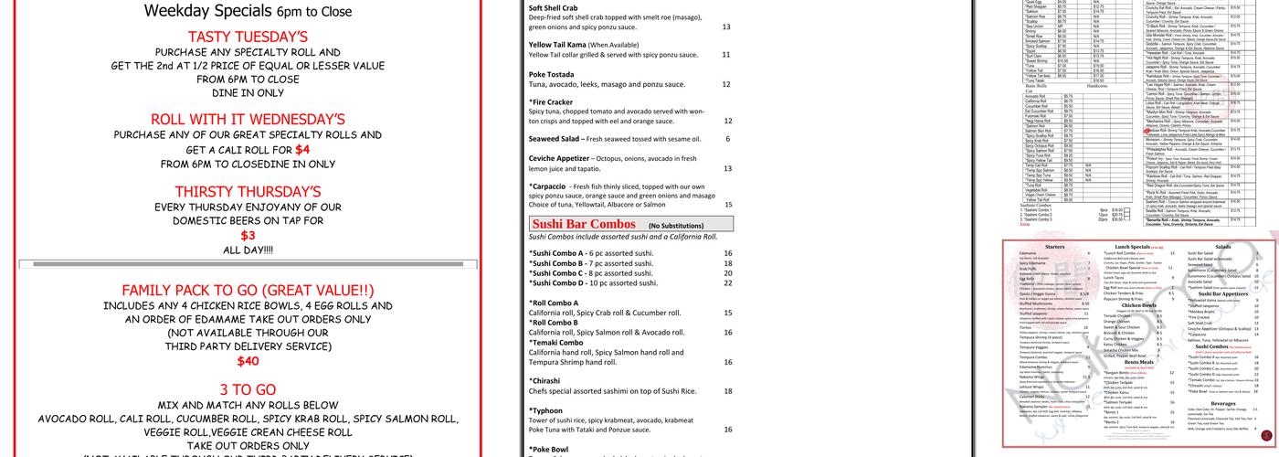 Nakama Sushi Restaurant & Lounge Menu