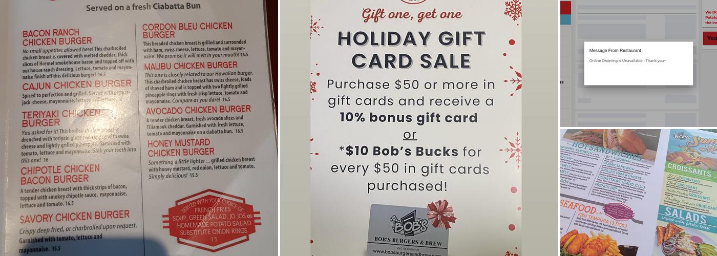 Bob's Burgers & Brew Menu