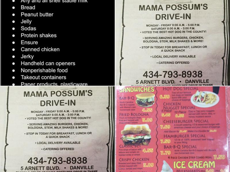 Mama Possum Menu