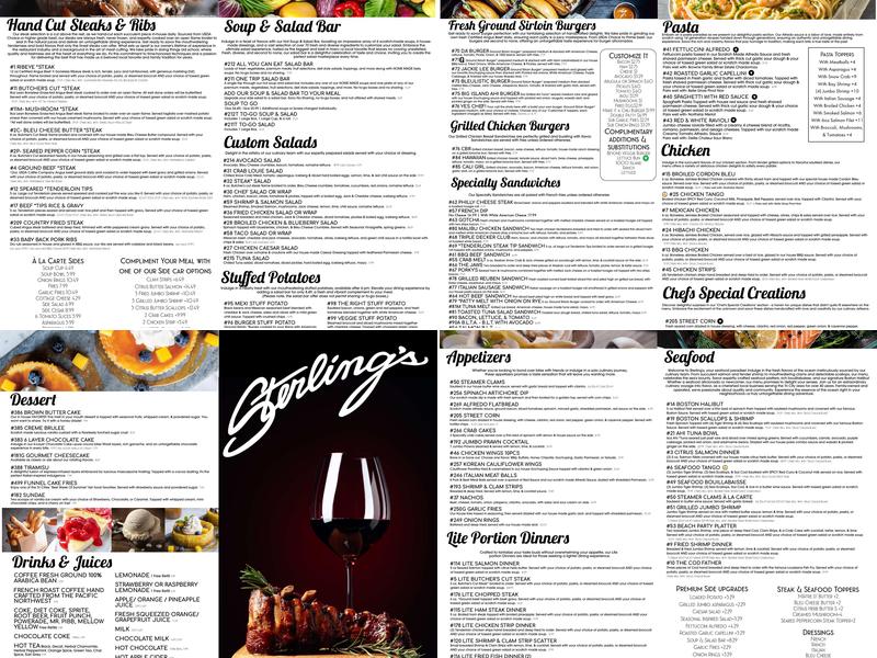 Sterling's Restaurant - Kennewick Menu