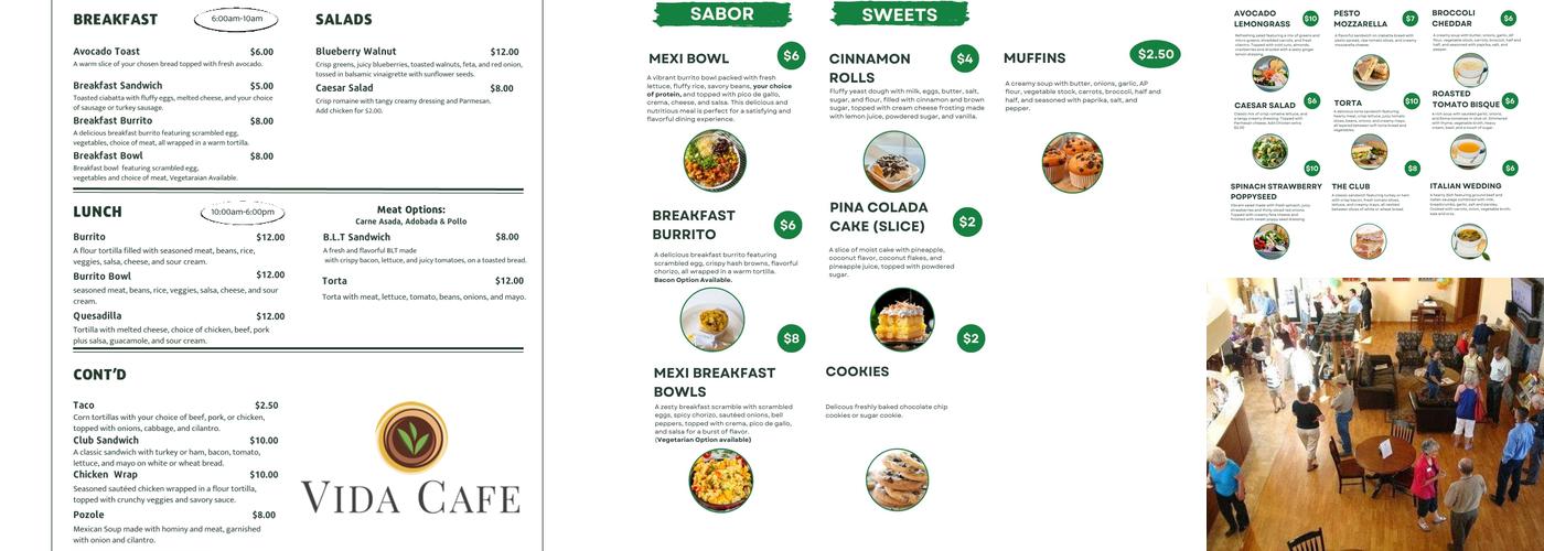 Vida Cafe Menu