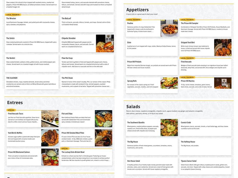 Prison Hill Brewing Company Menu