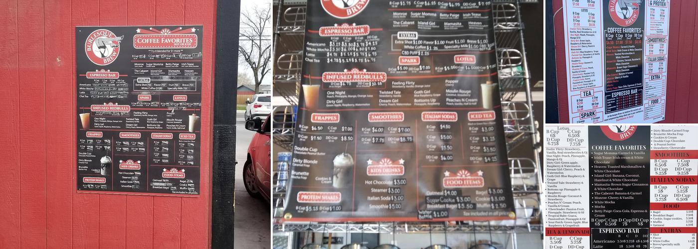 Burlesque Brew Coffee Menu