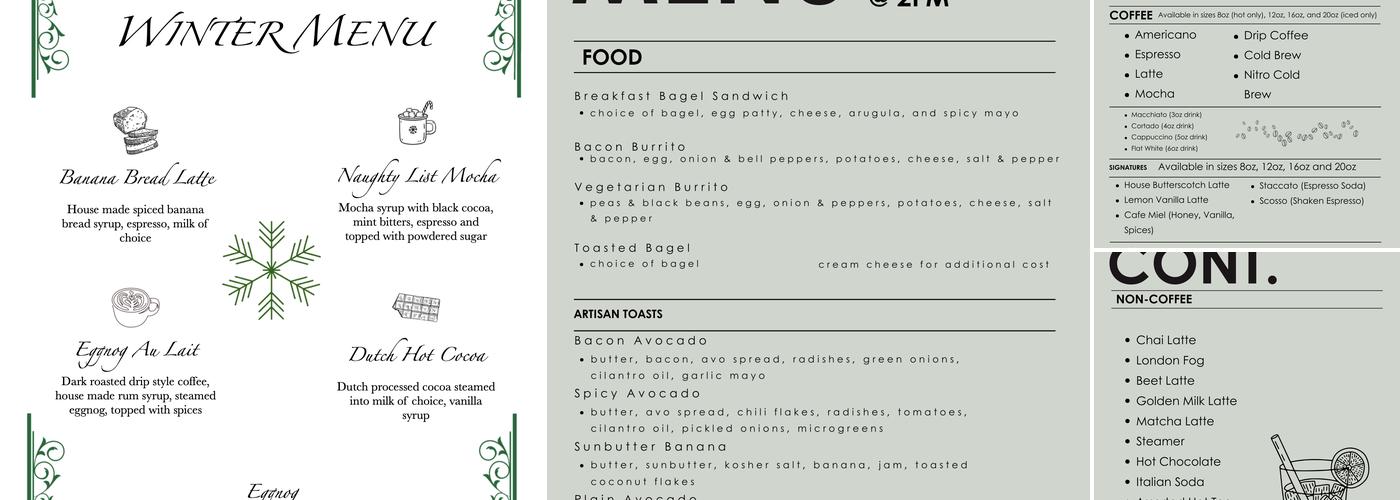 Flying X Coffee Menu