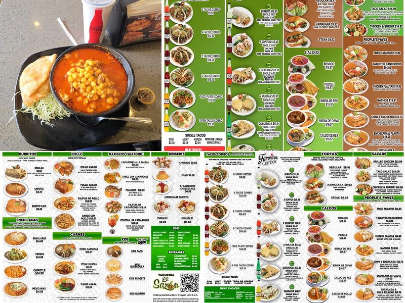 Taqueria El Sazon - Pasco Menu