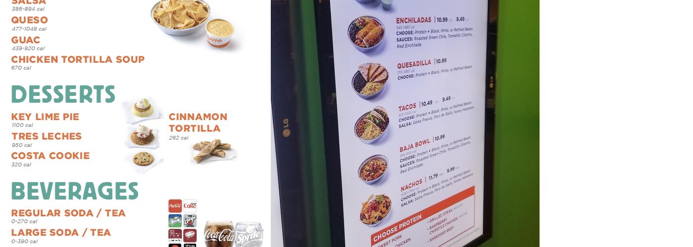 Costa Vida Menu