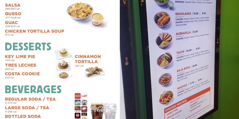 Costa Vida Menu