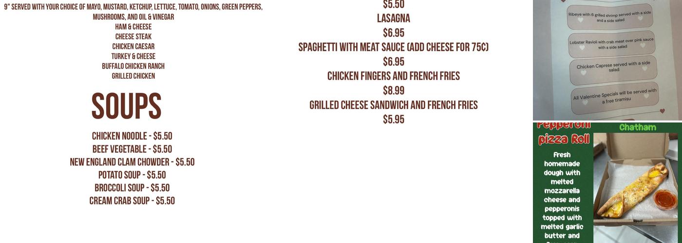 Frank's Pizza Menu
