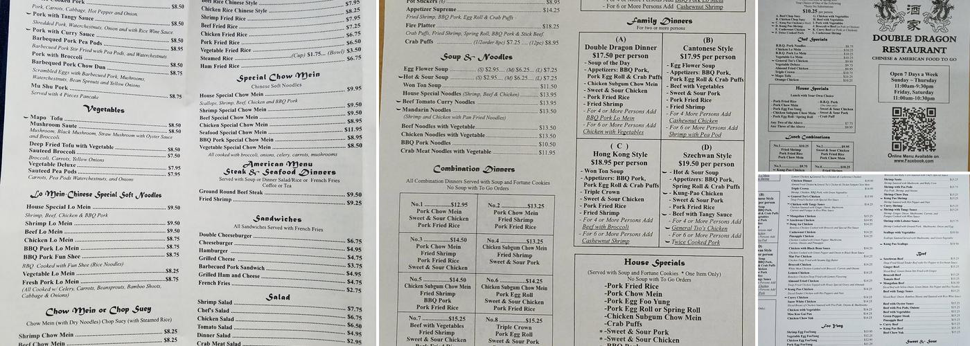 Double Dragon Restaurant Menu